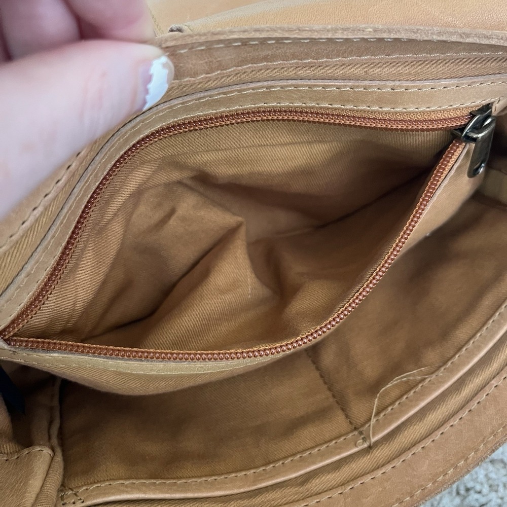 Leather Crossbody Bag Buckle Pockets Soft Utility Boho Heritage Cottagecore - Picture 5 of 11